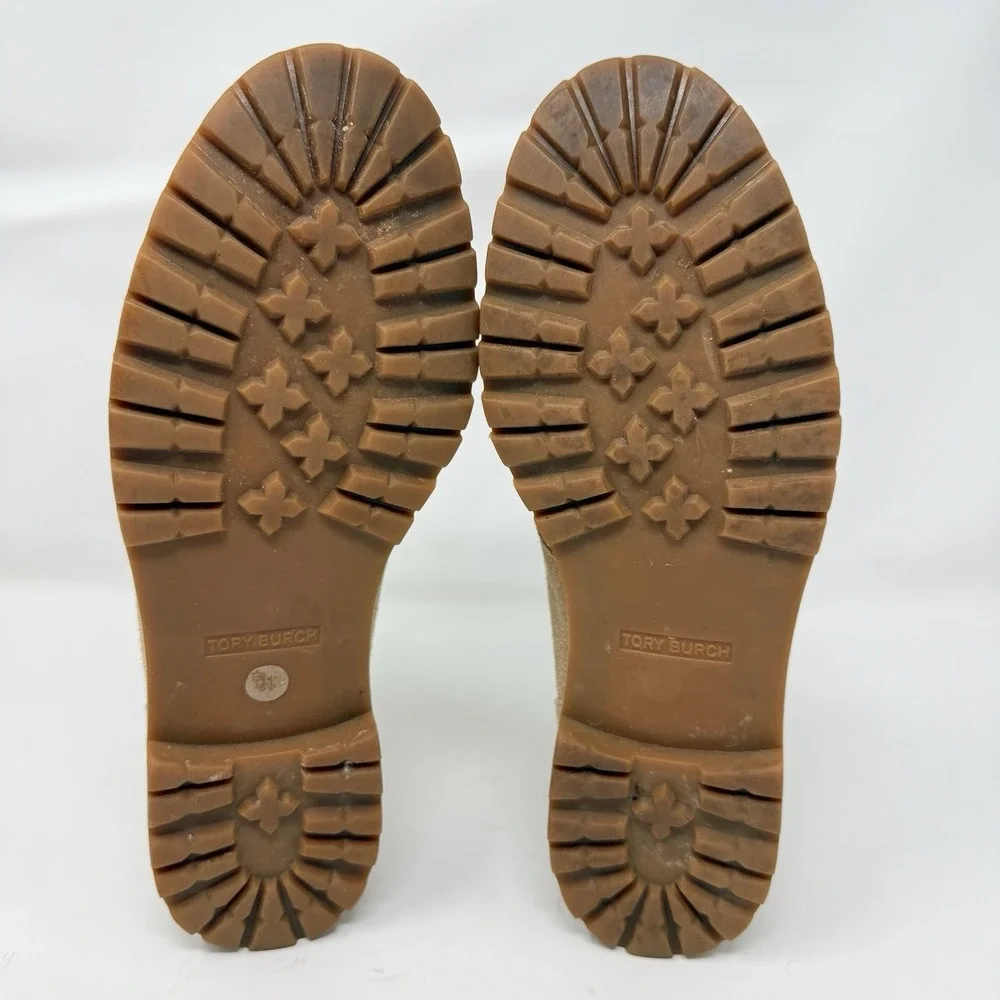 Tory Burch Westbury Women's 8.5M Chukka Booties Tan Suede Leather Laced 31158212